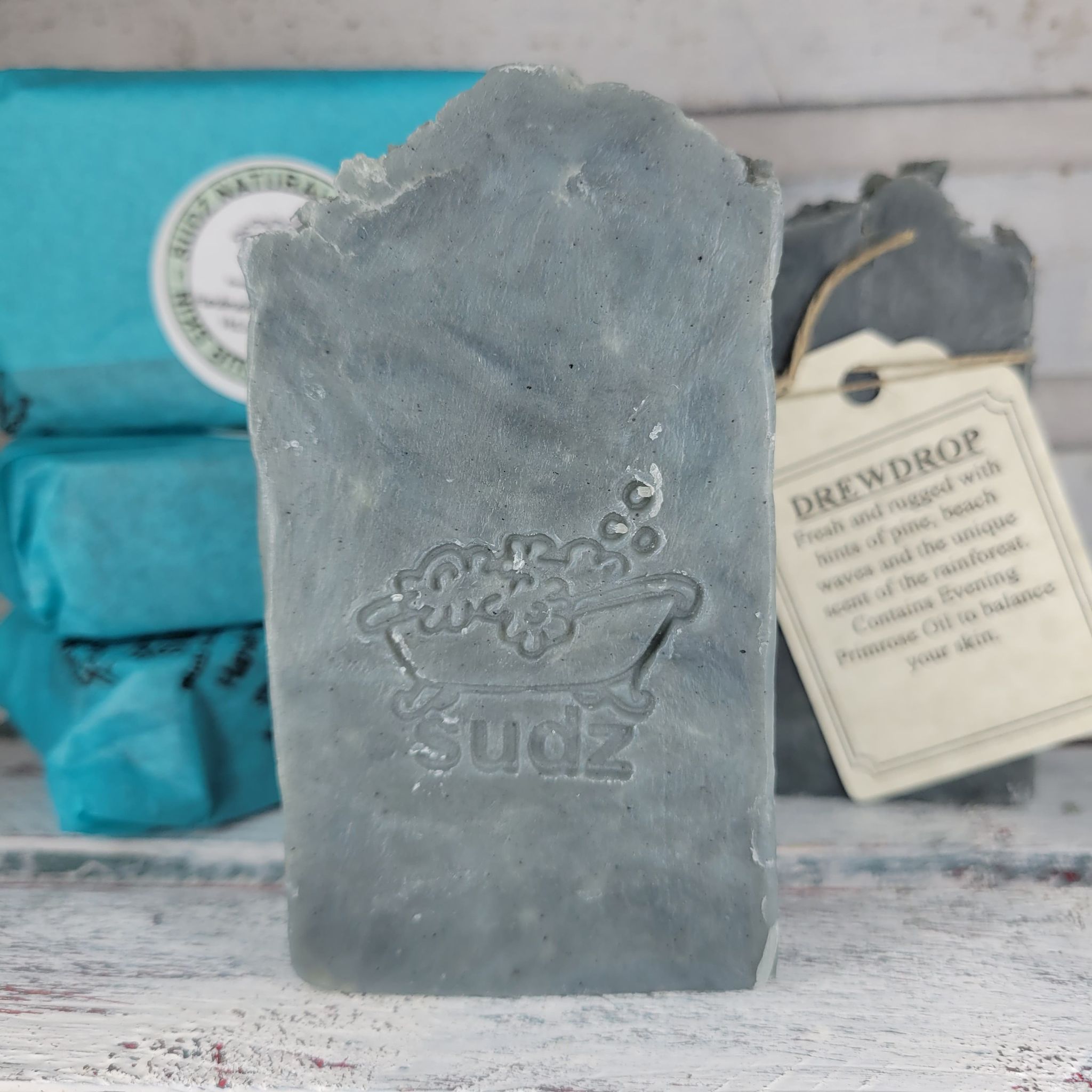 Drewdrop bar soap from Sudz Natural Soaps, hand made in British